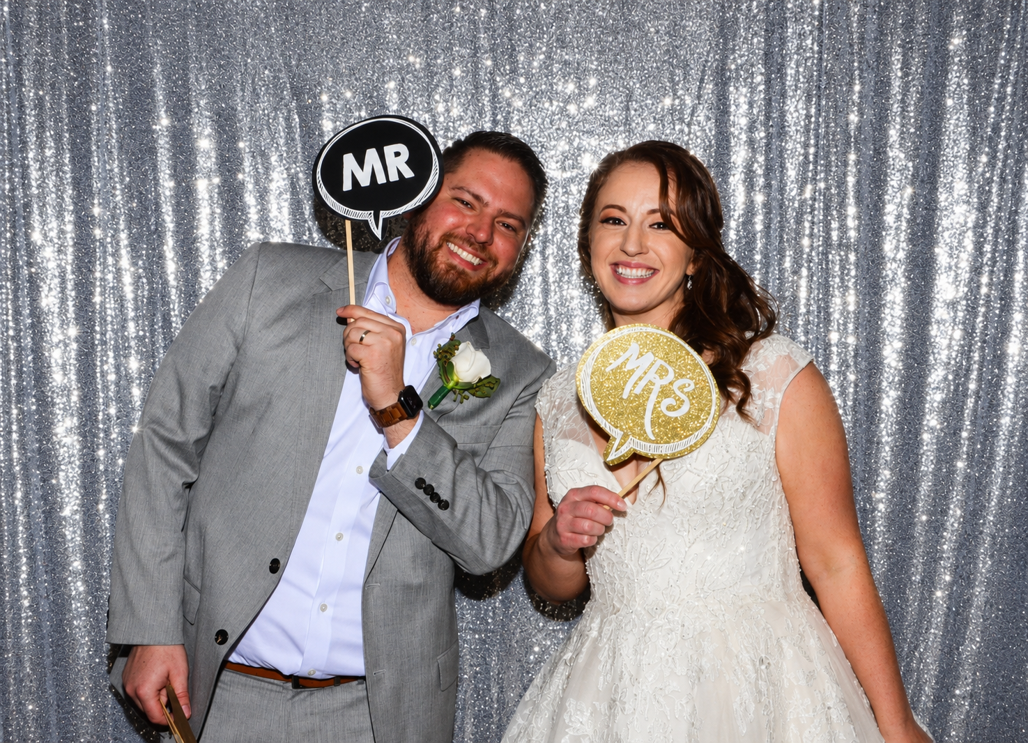 Silver sequin photo booth backdrop