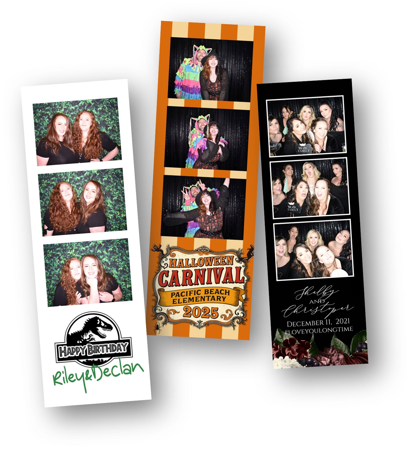 Custom 2x6 photo booth print strips for birthdays, weddings and themed events