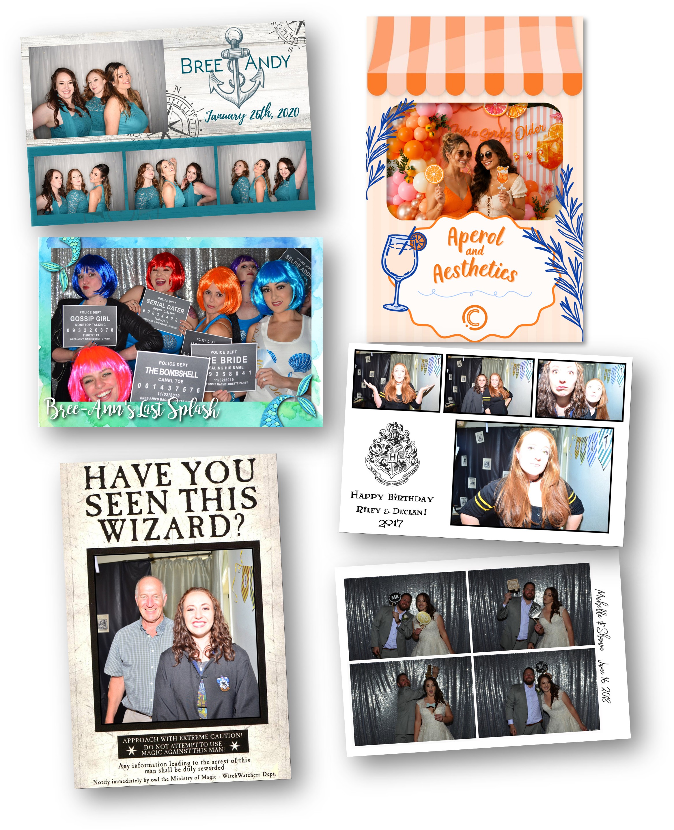 Custom 4x6 photo booth print layouts for weddings, parties and corporate events